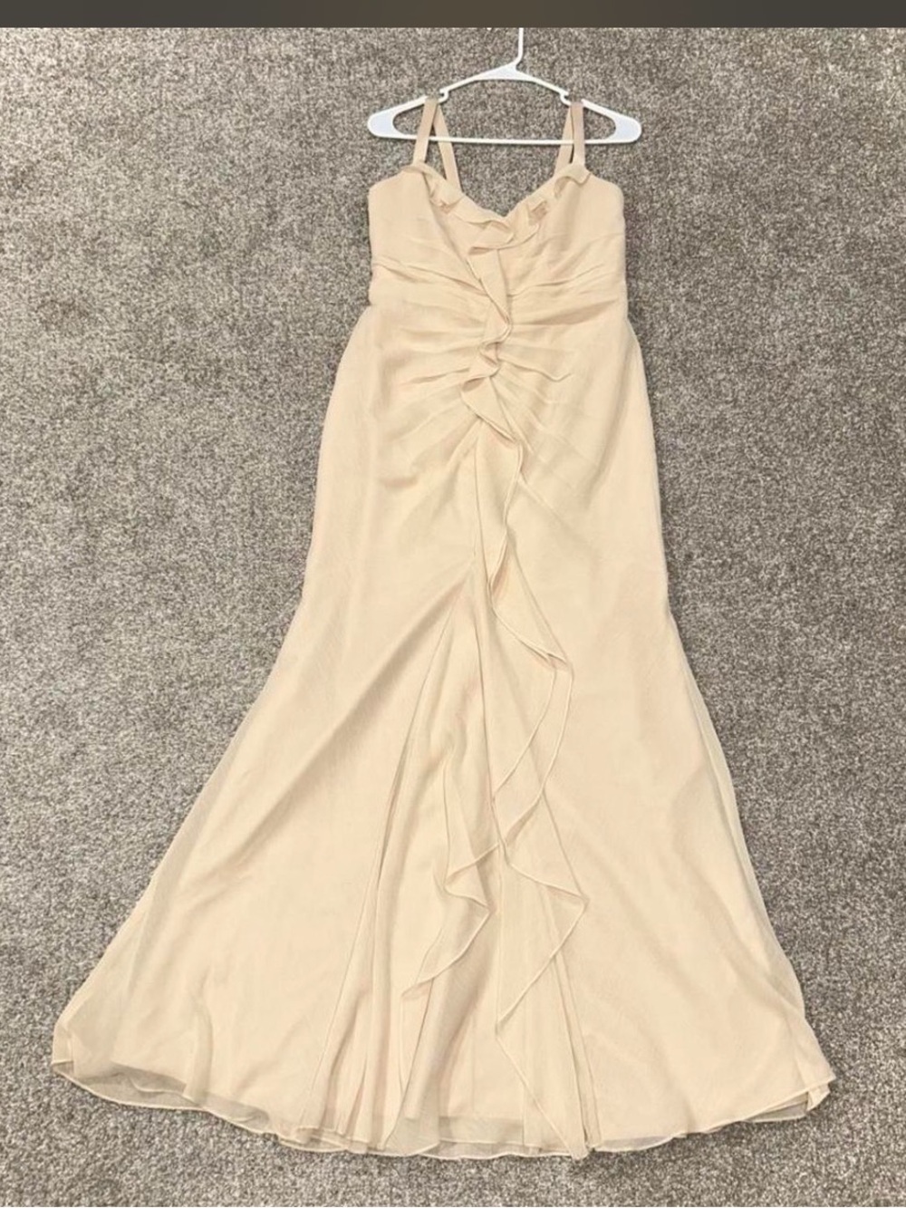 Flowing Cream Ruffle-Front Evening Dress by White by Vera Wang